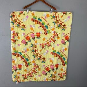 Vtg Playco Hawaii Blanket Baby Quilt Hawaiian Hula Girl Tiki Retro Lei Tropical